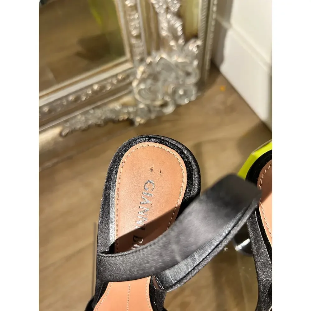Black Satin Crystal Embellished Slingback Heels by Gianni Bini Size 7 $135